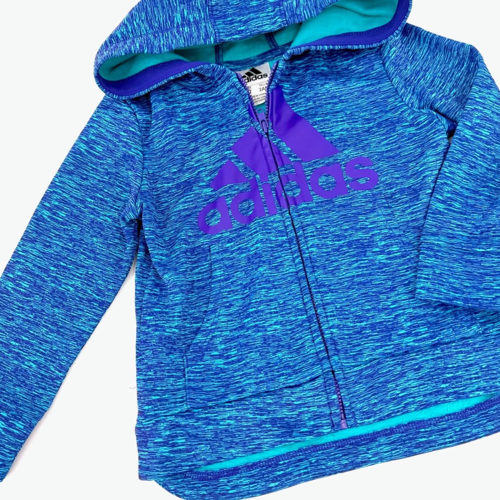 Adidas Hoodie Toddler 2T Blue Purple Excellent Space Dye Full Zip Logo Jacket